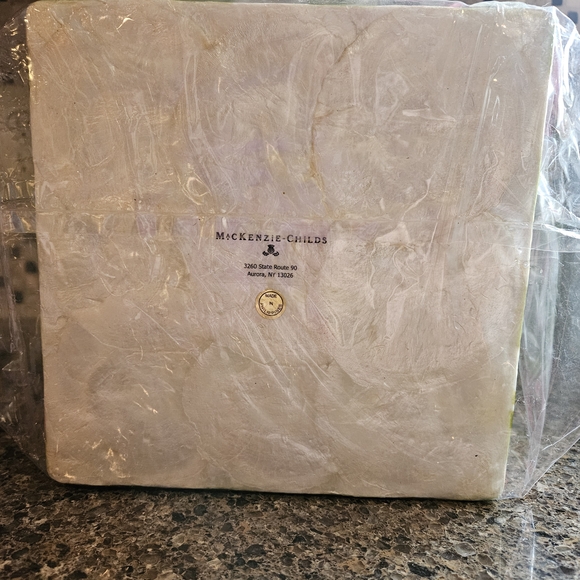 Mackenzie-Childs Green Checkered Floral Basket - Picture 8 of 9